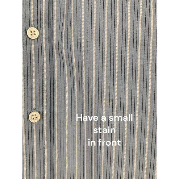 Calvin Klein Jeans Mens Button-Up Long Sleeve Shirt Blue & White Striped Medium - Picture 5 of 12